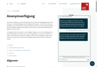 KI Chatbot auf www.tirol.gv.at